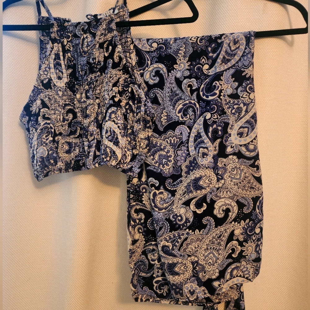 Paisley Print Wide Leg Jumpsuit